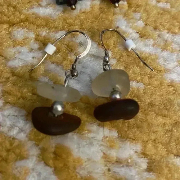 Bundle of three pair handcrafted earrings freshwater pearl and fused glass NWOT - Picture 3 of 5